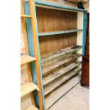 A 20th century painted pine open bookcase. 196cm H x 159cm W x 32cm D