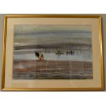 2 Chinese framed and glazed watercolours of river scenes, both signed Sharif 96 plus a framed and