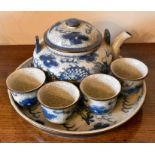 A quantity of oriental ceramics to include a pair of covered pots, a comport, a teaset on tray, 2