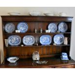 A quantity of blue & white ceramics to include cheese dish, meat plates plus other ceramics, tureens