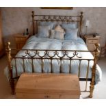 A Victorian style brass and cast iron framed king size bed. 145cm H x 210cm D x 162cm W