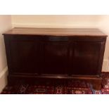 A late 17th Century oak blanket chest, later lid hinged fitted enclosing compartment three moulded