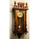 A 20th Century Vienna style mahogany regulator wall clock. 88cm H