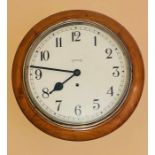 An early 20th Century mahogany Smiths, Derby wall clock, arabic numerals with an winding up key