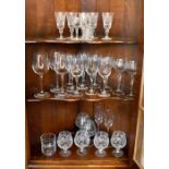 A quantity of glassware to include cut glass brandy glasses etc.