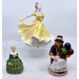 Royal Doulton lady figures; Ninette, Belle, Balloon Girl