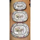 Three mid 19th Century Masons ironstone meat plates *** Provenance: from the Estate of the late