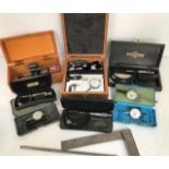 A collection of assorted Rolls Royce related engineering precision tools, comprising micrometers
