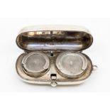 An Edwardian silver plain oval double sovereign holder, Birmingham, 1909, 1.14 ozt, overall