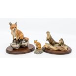 Three Four Border Fine Art figures, comprising Otter RW2 from the Chiltern Collection and 2 foxes
