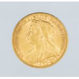An 1894 Victoria "Veiled bust" gold sovereign, London mint.