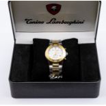 A Tonino Lamborghini two-tone gentleman's wristwatch, 18k gold-plated on stainless steel, glow in