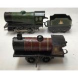 Railway: Tinplate Hornby clockwork Locomotive with Tender, working (no key, missing funnel), British