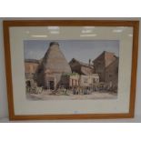 Anthony Bailey (British 20th century), Falcon Pottery, Hanley, Stoke on Trent, signed watercolour,