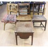 Three various chairs comprising an early 19th Century mahogany rope twist kitchen chair, a