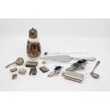 A collection of plate / white metal / nickel / steel items to include: early 20th Century sugar