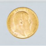 A 1902 Edward VII gold sovereign, London mint.