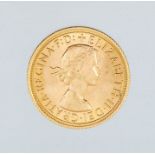 A 1963 Elizabeth II gold sovereign.