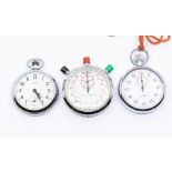 Two mid 20th Century stop watches and one Smiths pocket watch AF, mid 20th Century