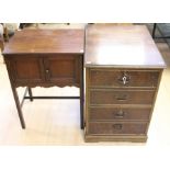 An Edwardian mahogany side cabinet, fitted with two doors, open back, measuring 76cm high, 57cm