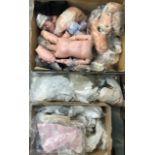 Collection of bisque head doll, body parts, no heads just body, along with collection of early