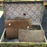 Three vintage suitcases initialled SCHH