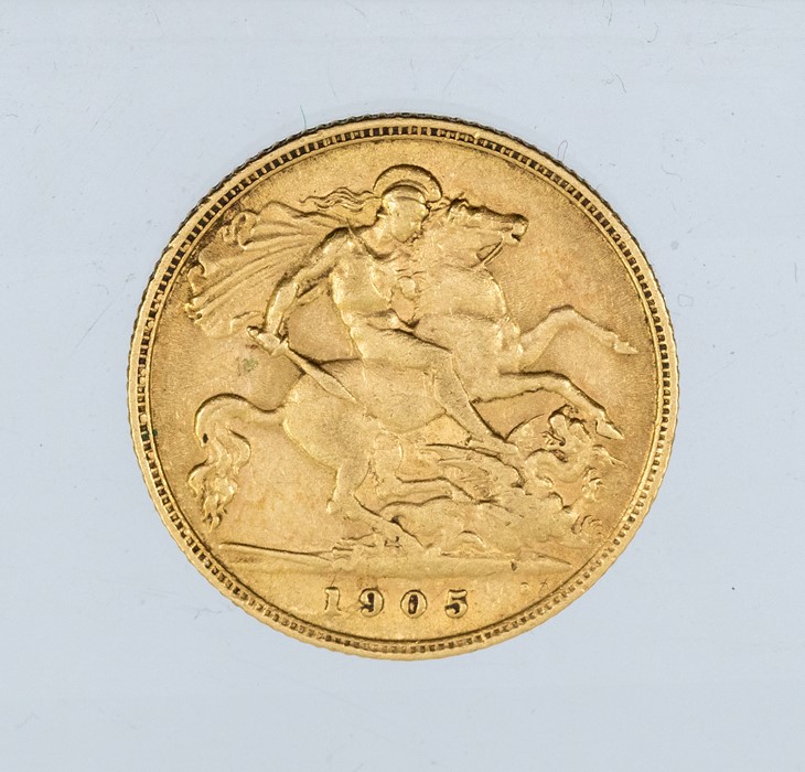 A half sovereign dated 1905, weight approx 3.9gms - Image 2 of 2