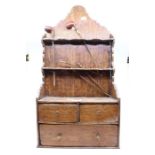 18th Century oak home made three drawer pipe stand with brass handles *** Provenance: from the