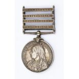 A four bar Queen Victoria South Africa medal, awarded 1350 Pt.A.R.Mitchell C.I.V., bars for