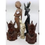A collection of Eastern treen figures