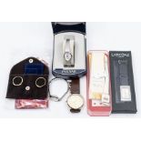 A collection of four ladies costume watches to include a white metal Pulsar, Uno, Lancome, Saipo and