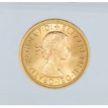 A 1963 Elizabeth II gold sovereign.