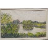 William Ward (British School), Summer Landscape, watercolour, approx 13.5cm x 22.5cm, framed,