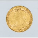 An 1898 Victoria "Veiled bust" gold sovereign, London mint.
