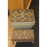 A Victorian wool work upholstered ottoman, hinged lid enclosing storage section, raised on four