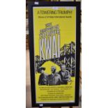 Original film poster of 'The Bridge on the River Kwai', folded, framed and glazed