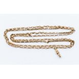 A 9ct gold belcher link guard chain, swivel  and barrel clasps, length approx 38'', weight approx
