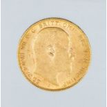 A 1902 Edward VII gold sovereign, London mint.