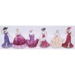 A collection of six Coalport lady figurines including Kimberley, Carrie, Gina, Poppy, Sharon and