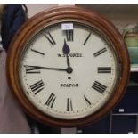 A 19th century mahogany circular railway clock, W.S. Jones Boulton, painted dial approx 34cm diam,