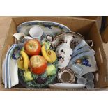 A collection of 20th Century china wares including Masons, Aynsley china fruit bowl, nibble