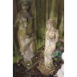 A large composite figure of a Classical maiden, together with a figure of a white semi-clad lady (