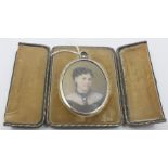A late 19th/early 20th century oval portrait miniature of Dora Watson (nee White) age 23, signed