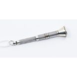 An Elizabeth II silver telescopic engine turned cigar piercer, with ring handle, length approx 70mm,