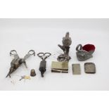 A Country Artist 925 silver model of a Wren together with an early 20th Century plated large Swan