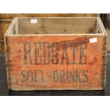 A vintage wooden Redgate Soft Drinks of Nottingham crate