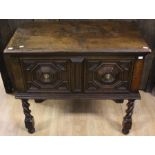 A Carolean style joined oak side table, circa 1925, traditionally made, the single drawer with a