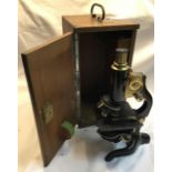 Baker Laboratories Microscope 1930’s, in wooden case (no key)