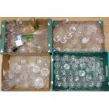 Four boxes of cut and crystal glass wares including glasses and vases, along with Caithness