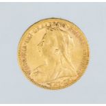 An 1893 Victoria "Veiled bust" gold sovereign, London mint.